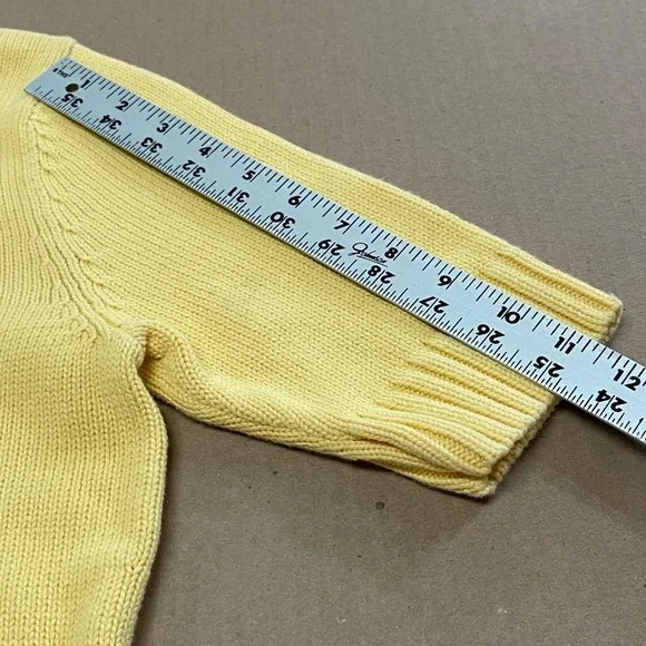 Lauren Ralph Lauren Turtleneck Sweater Women's M Yellow Ribbed Cotton Logo - Picture 11 of 13